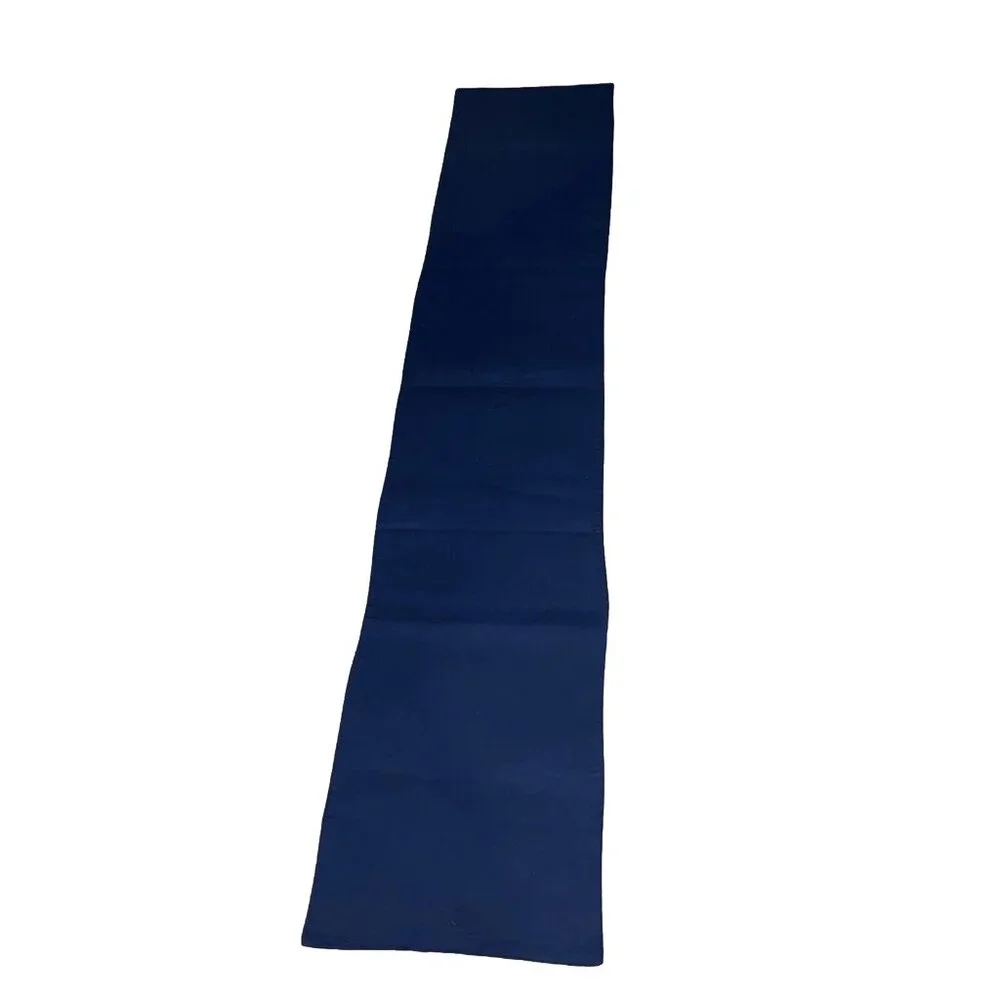 Navy Blue Whale Sea Ocean Waves‎ Chinese Style Table Runner Linen VTG 71”x 14”